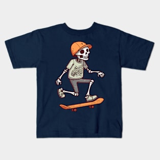 Skateboarding Skeleton in Casual Tee Kids T-Shirt